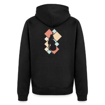 Kontrabass Spielerin Kontrabassistin Jazz Geschenk - Unisex Premium Bio Zip Hoodie - Schwarz - Hinten - Nico (187cm)