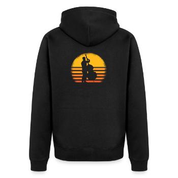 Kontrabass Retro Kontrabassist Jazz Geschenk - Unisex Premium Bio Zip Hoodie - Schwarz - Hinten - Nico (187cm)