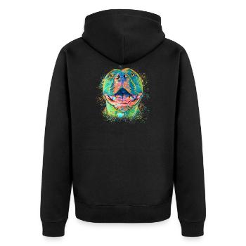 Niedlicher Pitbull - Unisex Premium Bio Zip Hoodie - Schwarz - Hinten - Nico (187cm)