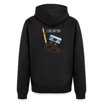 Kassette und Stift Retro Musik 90er Kostüm Lustig - Unisex Premium Bio Zip Hoodie - Schwarz - Hinten - Nico (187cm)