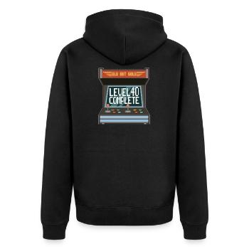 40. Geburtstag Gamer Level 40 Complete Zocker - Unisex Premium Bio Zip Hoodie - Schwarz - Hinten - Nico (187cm)