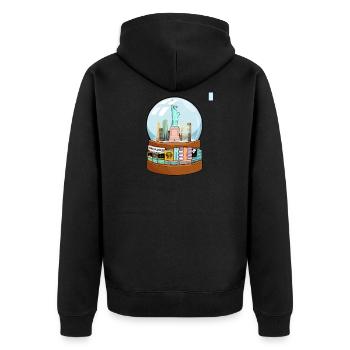 Cadeau drôle de globe de neige de New York Broadway - Veste à capuche bio Premium Unisexe - noir - Dos - Nico (187cm)