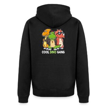 Cool Dino Gang Dinosaurier Gangster - Unisex Premium Bio Zip Hoodie - Schwarz - Hinten - Nico (187cm)