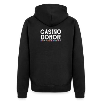 Casino-Spender-Spielmarken - Unisex Premium Bio Zip Hoodie - Schwarz - Hinten - Nico (187cm)
