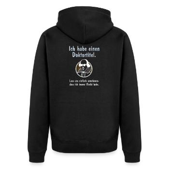 Doktortitel - Unisex Premium Bio Zip Hoodie - Schwarz - Hinten - Nico (187cm)