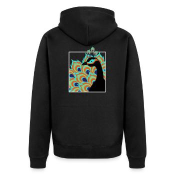 pfau - Unisex Premium Bio Zip Hoodie - Schwarz - Hinten - Nico (187cm)