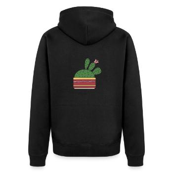 Kaktus WIth Beautiful Flower - Unisex Premium Bio Zip Hoodie - Schwarz - Hinten - Nico (187cm)