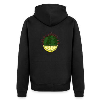 The Lemon Kaktus - Unisex Premium Bio Zip Hoodie - Schwarz - Hinten - Nico (187cm)