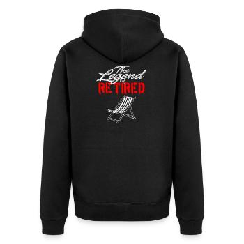 The legend has retired - retiree, pensioner, pension - Unisex Premium Organic Zip Hoodie - black - Back - Nico (187cm)
