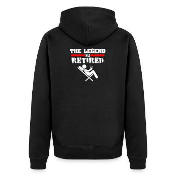 The legend has retired - retiree, pensioner, pension - Unisex Premium Organic Zip Hoodie - black - Back - Nico (187cm)