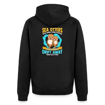 Seeotter-Händchenhalten beim Schlafen Netter Otter - Unisex Premium Bio Zip Hoodie - Schwarz - Hinten - Nico (187cm)