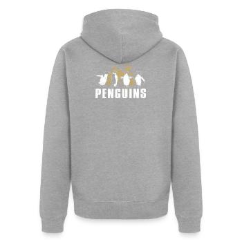 Pinguine Pinguin - Unisex Premium Bio Zip Hoodie - Grau meliert - Hinten - Nico (187cm)