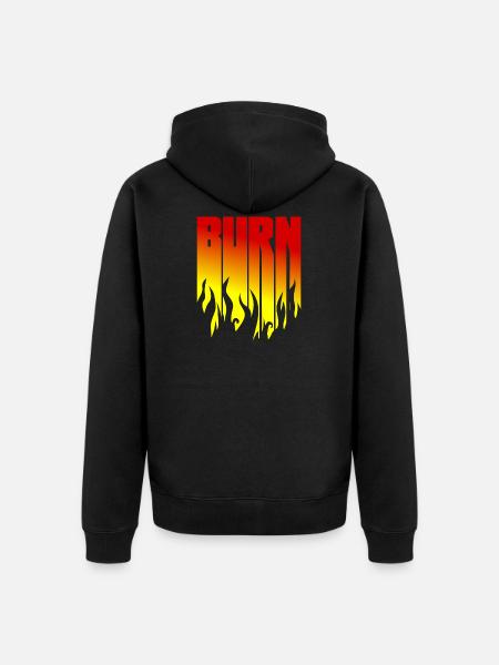 BURN - Black Flames - Flame - Unisex Premium Organic Zip Hoodie - black
