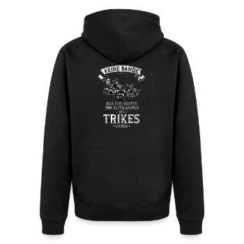 TRIKE KINGS / NO BANDE, OLD TRIKE SACKS - Unisex Premium Organic Zip Hoodie - black - Back - Nico (187cm)