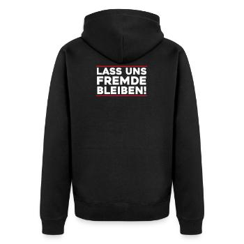 Let's Leave Strangers Misanthropes - Unisex Premium Organic Zip Hoodie - black - Back - Nico (187cm)