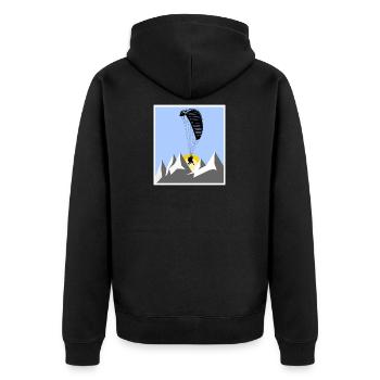 Paragliding Gleitschirm Alpen - Unisex Premium Bio Zip Hoodie - Schwarz - Hinten - Nico (187cm)