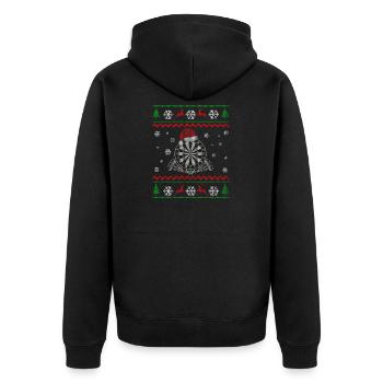 Weihnachten Dart Darts Geschenk - Unisex Premium Bio Zip Hoodie - Schwarz - Hinten - Nico (187cm)