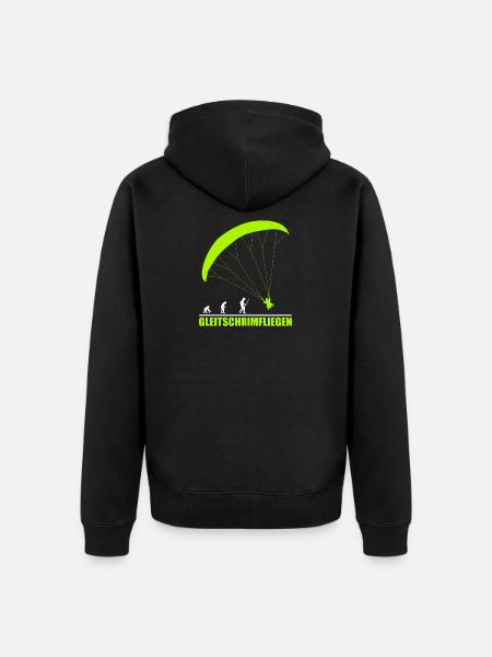 Gleitschirmfliegen Evolution - Unisex Premium Bio Zip Hoodie - Schwarz