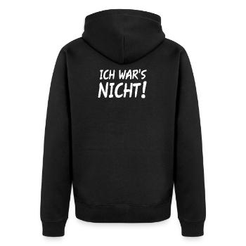 Lustige Sprüche Ich wars nicht - Unisex Premium Bio Zip Hoodie - Schwarz - Hinten - Nico (187cm)