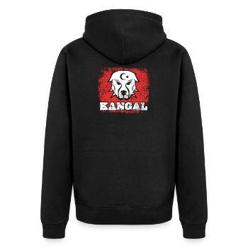 Kangal anatolischer Hirtenhund Türkei Flagge - Unisex Premium Bio Zip Hoodie - Schwarz - Hinten - Nico (187cm)