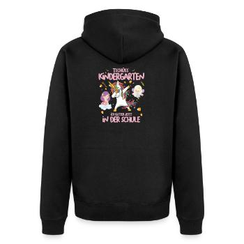 Einschulung Dabbing Einhorn Feen Cooles Geschenk - Unisex Premium Bio Zip Hoodie - Schwarz - Hinten - Nico (187cm)