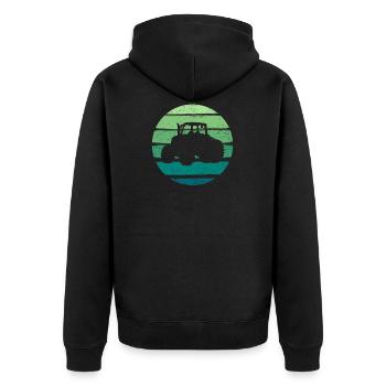 Traktoren Lkw-Landwirtschaft - Unisex Premium Bio Zip Hoodie - Schwarz - Hinten - Nico (187cm)