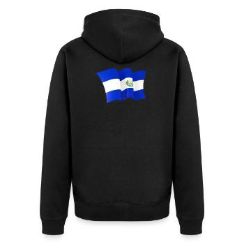 El Salvador Flagge El Salvador Fahnenschwingen - Unisex Premium Bio Zip Hoodie - Schwarz - Hinten - Nico (187cm)