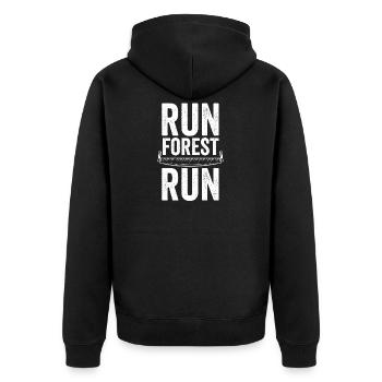 Run forest run - Unisex Premium Organic Zip Hoodie - black - Back - Nico (187cm)