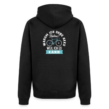 Cycling - Unisex Premium Organic Zip Hoodie - black - Back - Nico (187cm)
