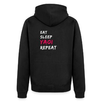 Manger sommeil Yaoi répéter - Veste à capuche bio Premium Unisexe - noir - Dos - Nico (187cm)
