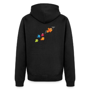 Fische Angeln Kinder Furzen Pupsen - Unisex Premium Bio Zip Hoodie - Schwarz - Hinten - Nico (187cm)