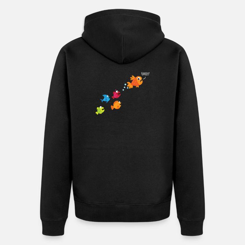 Poisson pêche enfants péter chiots - Veste à capuche bio Premium Unisexe - noir