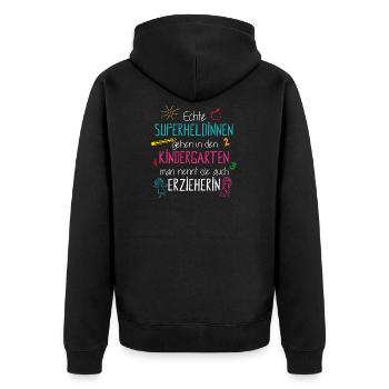 Kindergarten Erzieherin - Unisex Premium Bio Zip Hoodie - Schwarz - Hinten - Nico (187cm)