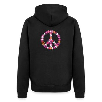 Flower power Friedenszeichen Frieden Hippie - Unisex Premium Bio Zip Hoodie - Schwarz - Hinten - Nico (187cm)