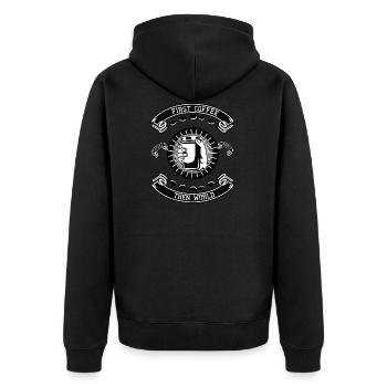 First Coffee then World - Veste à capuche bio Premium Unisexe - noir - Dos - Nico (187cm)