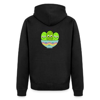 Cute Cactus Bunch In A Bowl - Unisex Premium Organic Zip Hoodie - black - Back - Nico (187cm)