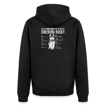 Anatomie d'un t-shirt pour fans de chiens de Sibérie à imprimé Husky - Veste à capuche bio Premium Unisexe - noir - Dos - Nico (187cm)
