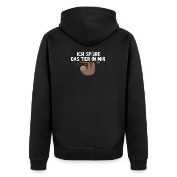 Spruch Faul Langsam Faultier Faul Tier - Unisex Premium Bio Zip Hoodie - Schwarz - Hinten - Nico (187cm)