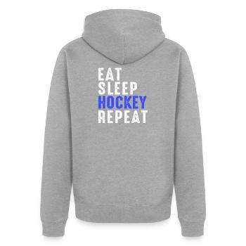 Mangez Sommeil Hockey Repeat - Veste à capuche bio Premium Unisexe - gris chiné - Dos - Nico (187cm)