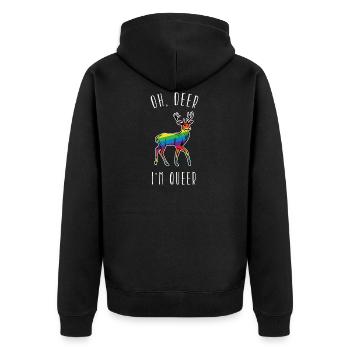 schwul - Unisex Premium Bio Zip Hoodie - Schwarz - Hinten - Nico (187cm)