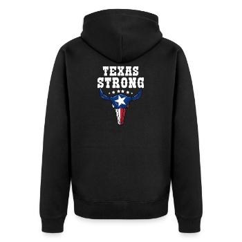 Longhorn Texas Flagge - Unisex Premium Bio Zip Hoodie - Schwarz - Hinten - Nico (187cm)