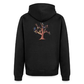 Fun Nature Lovers Trees and Birds Are Cool Gift - Unisex Premium Organic Zip Hoodie - black - Back - Nico (187cm)