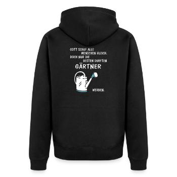 Gärtner - Unisex Premium Bio Zip Hoodie - Schwarz - Hinten - Nico (187cm)