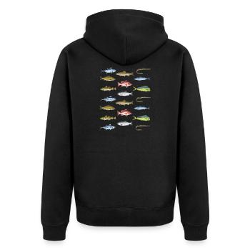 Pêche en haute mer cadeau de pêcheur à la ligne espèces de poissons - Veste à capuche bio Premium Unisexe - noir - Dos - Nico (187cm)