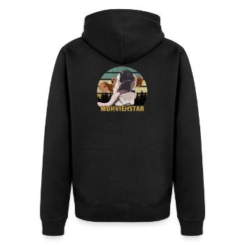 Muhviehstar Kuh Kühe Bauer Milchbauer vintage - Unisex Premium Bio Zip Hoodie - Schwarz - Hinten - Nico (187cm)