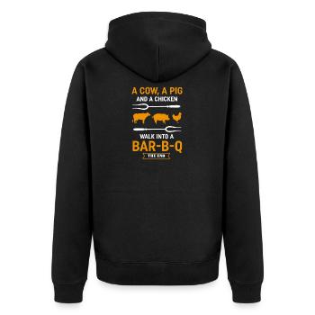 Grillmeister BBQ Quote Design Pour les amateurs de barbecue - Veste à capuche bio Premium Unisexe - noir - Dos - Nico (187cm)