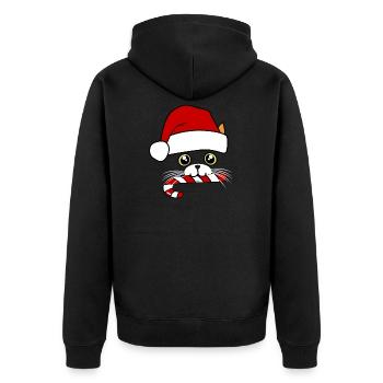 cat christmas - Unisex Premium Organic Zip Hoodie - black - Back - Nico (187cm)