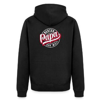 Bester Papa der Welt - Unisex Premium Bio Zip Hoodie - Schwarz - Hinten - Nico (187cm)
