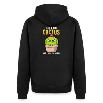 Ich bin ein kleiner Kaktus und ich liebe das Weltniedliche Baby - Unisex Premium Bio Zip Hoodie - Schwarz - Hinten - Nico (187cm)