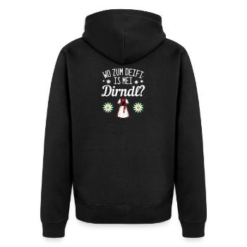 Dirndl - Unisex Premium Bio Zip Hoodie - Schwarz - Hinten - Nico (187cm)